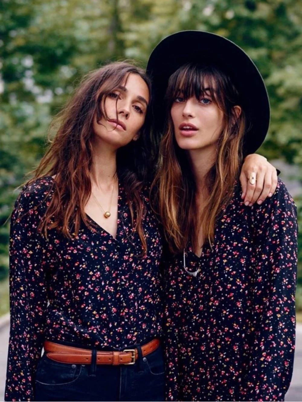 Madewell x Sézane Tomboy 100% Silk Ditsy Floral Blouse Black Size XS